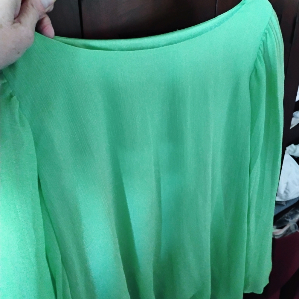 Alfani Green Women's Pleated Arm Blouse